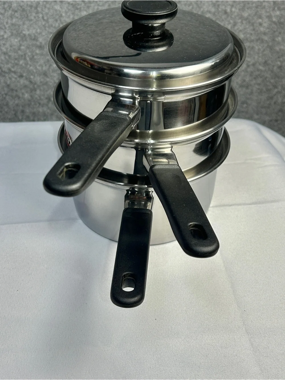 MLT Stainless Steel 4-Piece Saucepan Steamer Double Boiler Set with Lid 2qt New
